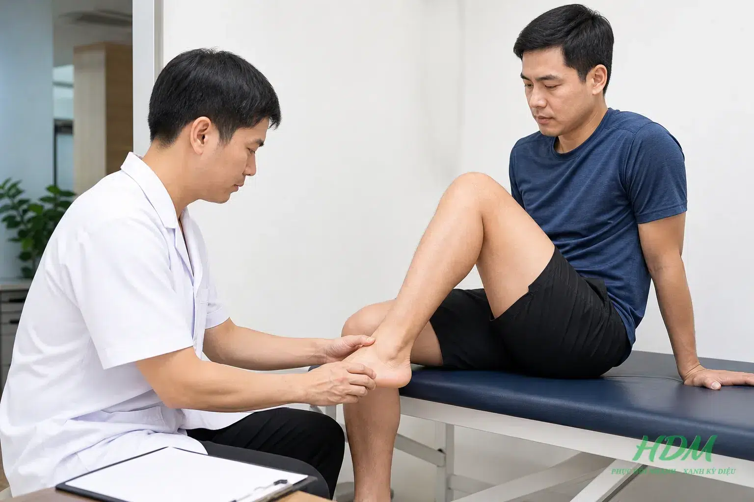 Bác sĩ sàng lọc vùng gót chân trước khi cân nhắc sóng xung kích