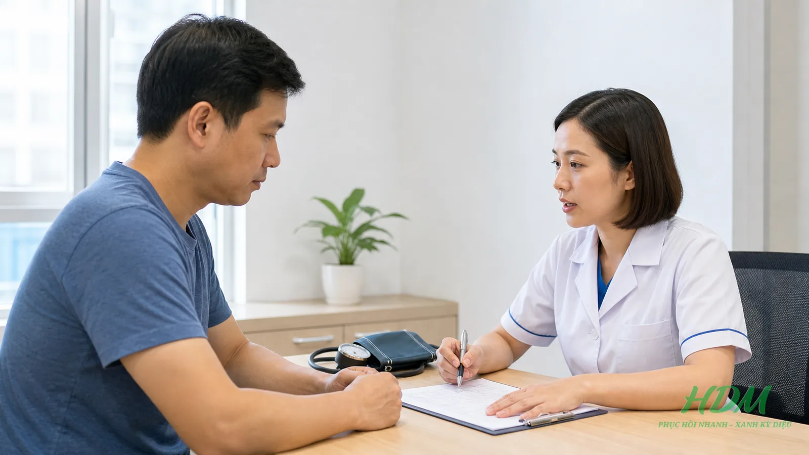 Nhân viên y tế sàng lọc an toàn trước khi chỉ định kéo giãn cột sống cổ