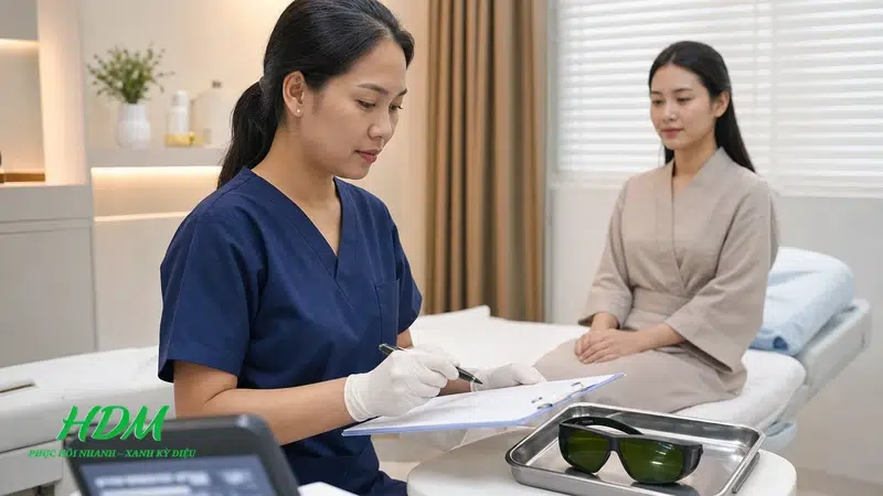 Kiểm tra an toàn trước laser trị liệu