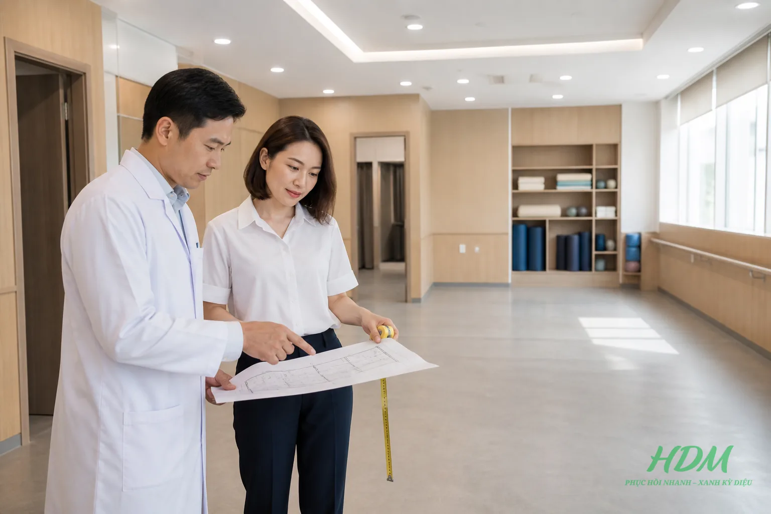 Nhân viên PHCN Việt Nam đánh giá mặt bằng trước khi đầu tư thiết bị