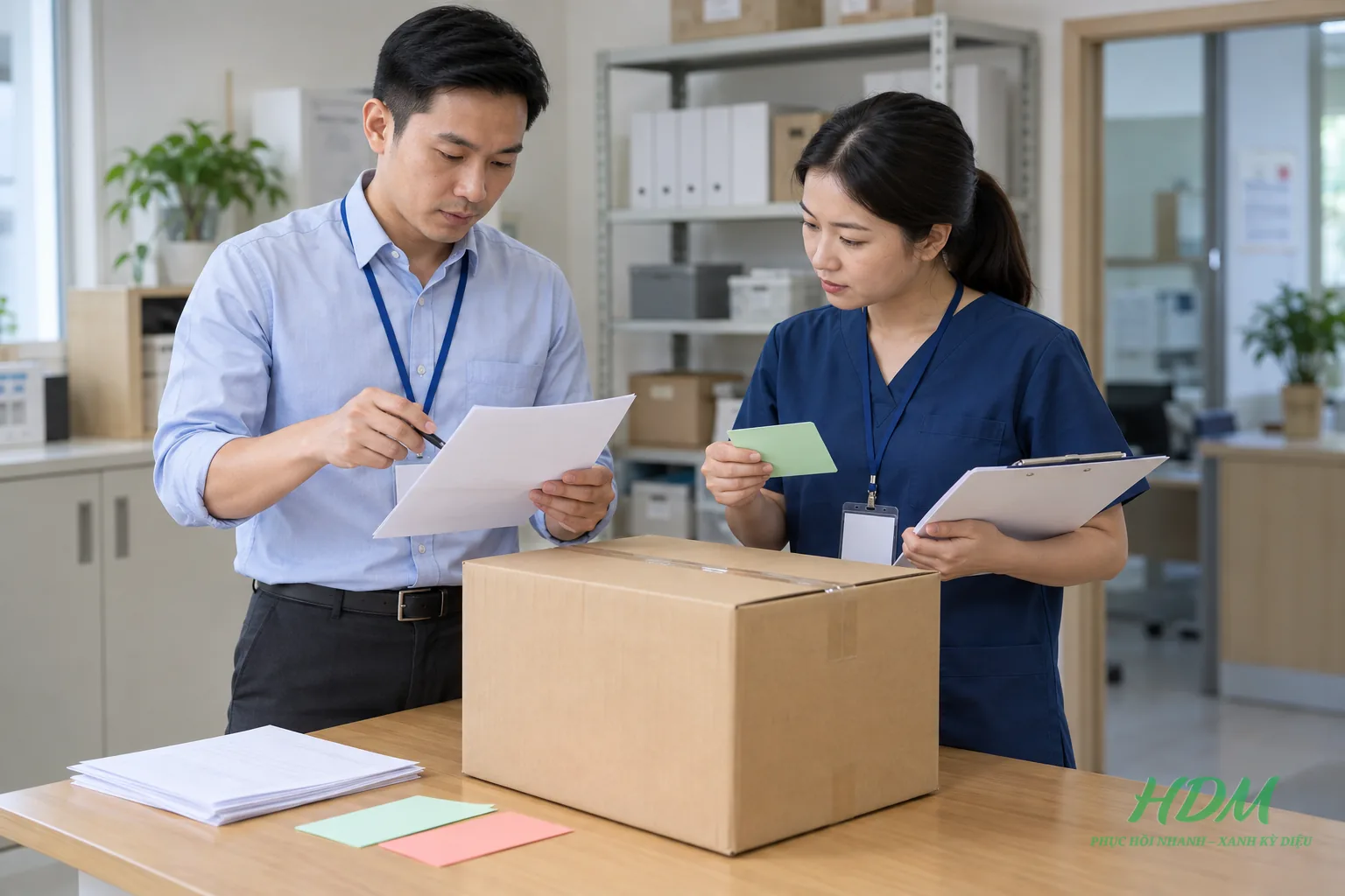 Mua sắm và khoa PHCN đối chiếu hồ sơ trước khi nhận trách nhiệm tồn kho